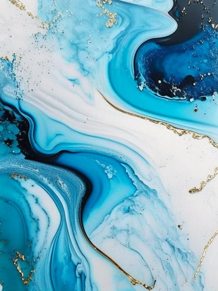 Water Splatter Water Waterscape Marble Acrylic Painting 1