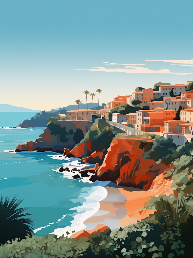 Abstract Illustration Of Sorrento Back Beach Australia Orange Hues 1