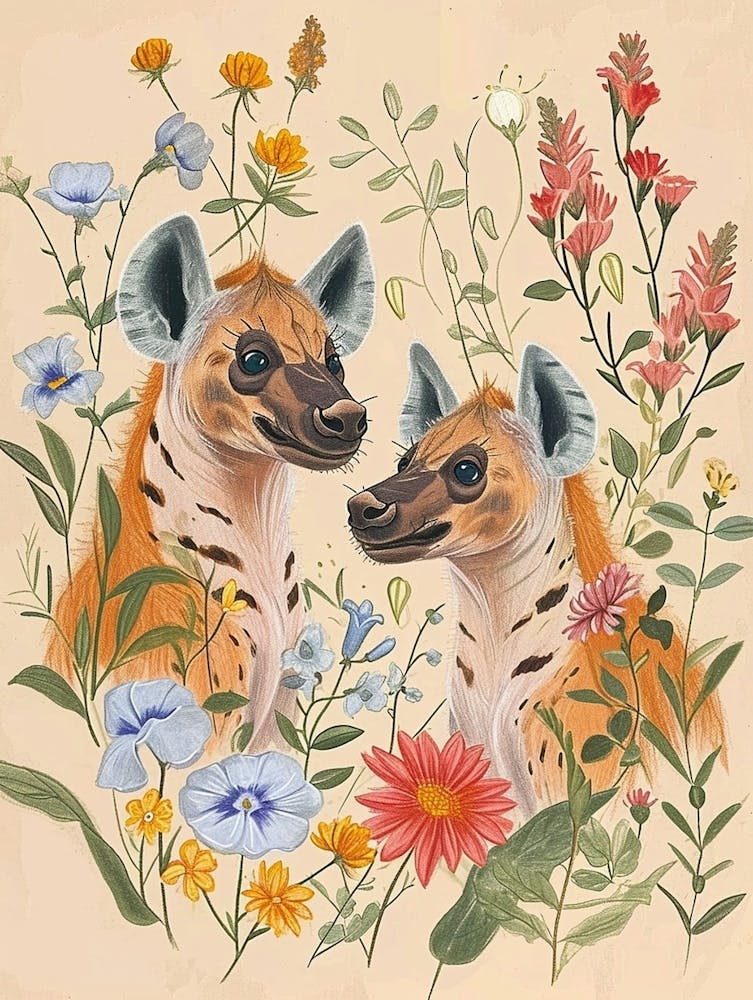 Dessin Animalier Floral Folklorique Hyène