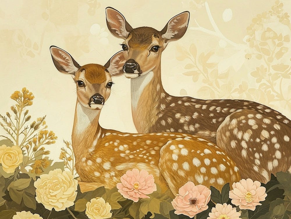 Illustration Animale Florale - Cerf 6