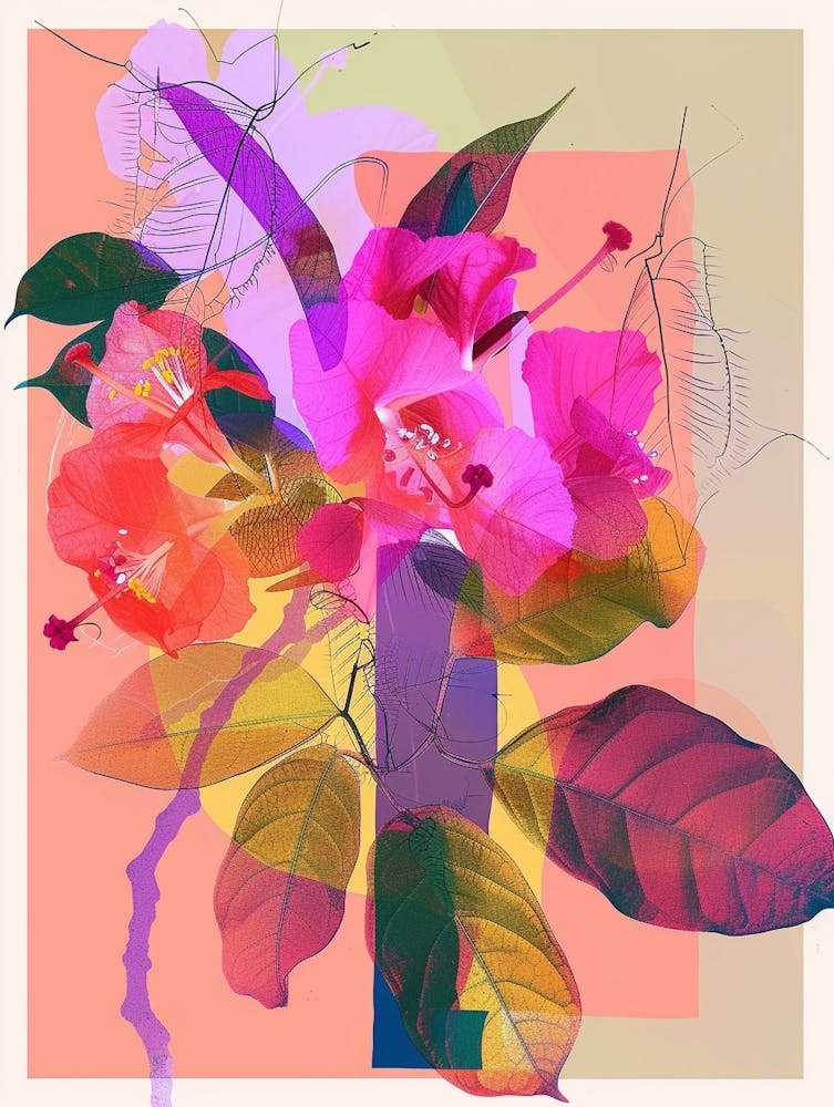 Bougainvillea 3 Collage de Fleurs Néon