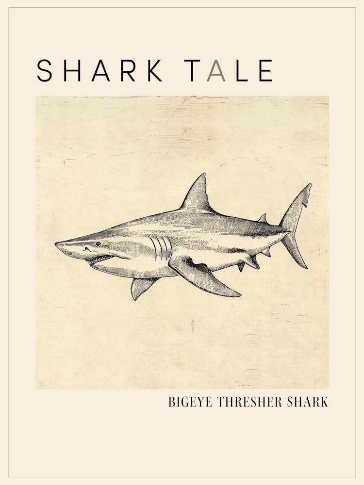 Bigeye Thresher Shark Vintage Illustration 5 Poster