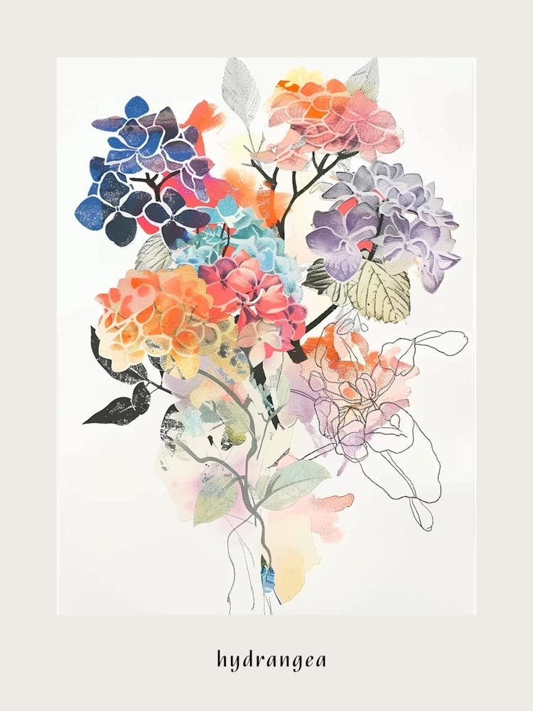 Hydrangea 6 Collage Flower Bouquet Poster