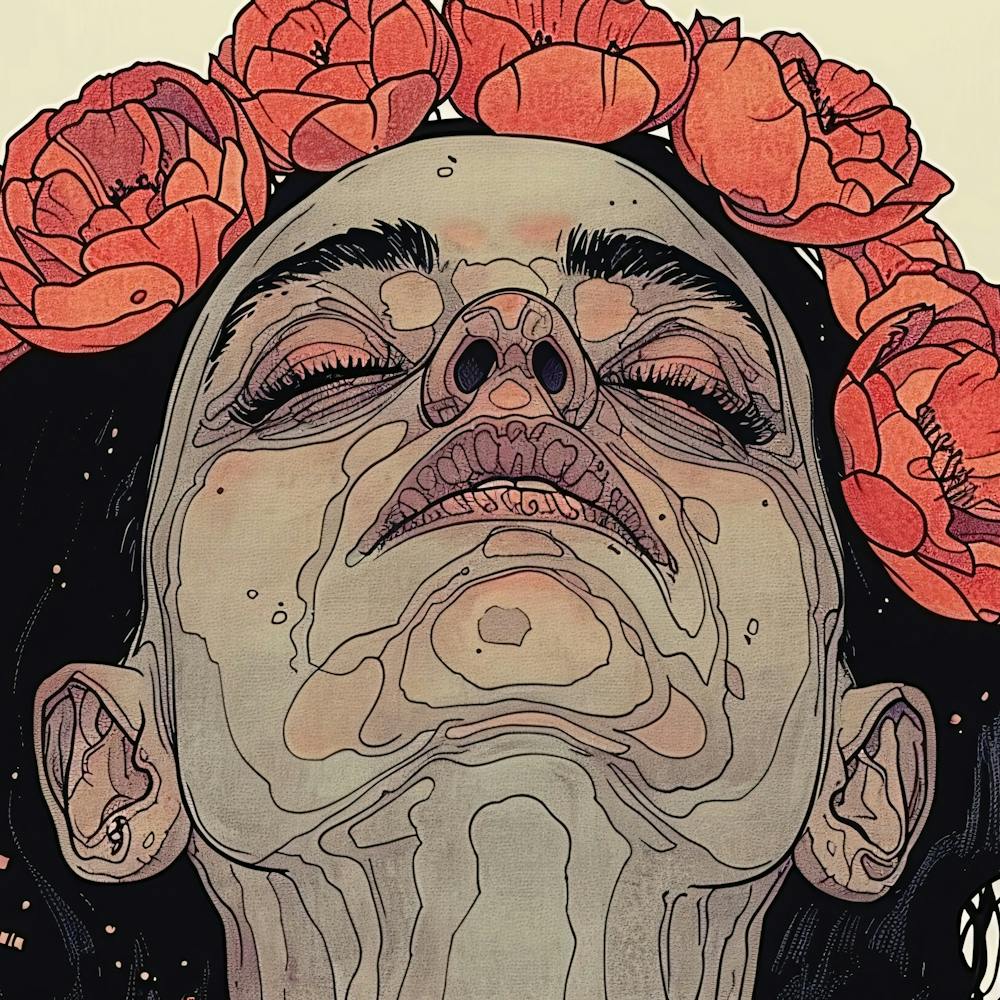 Woman With Flowers On Her Head