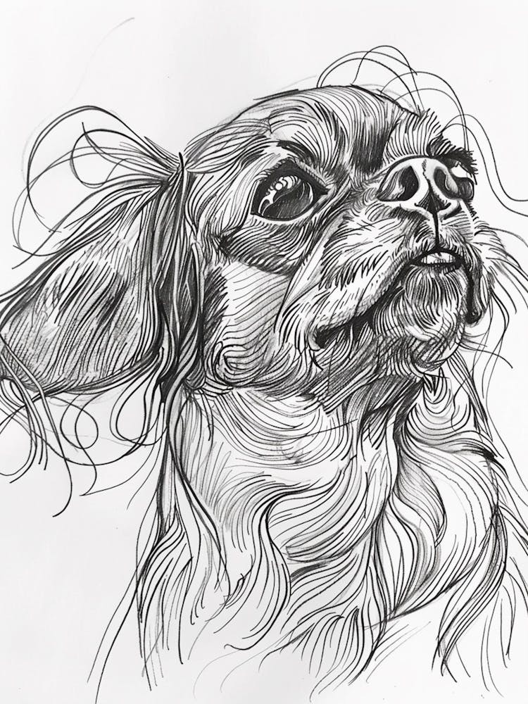 Dog Portrait Line Sketch 2