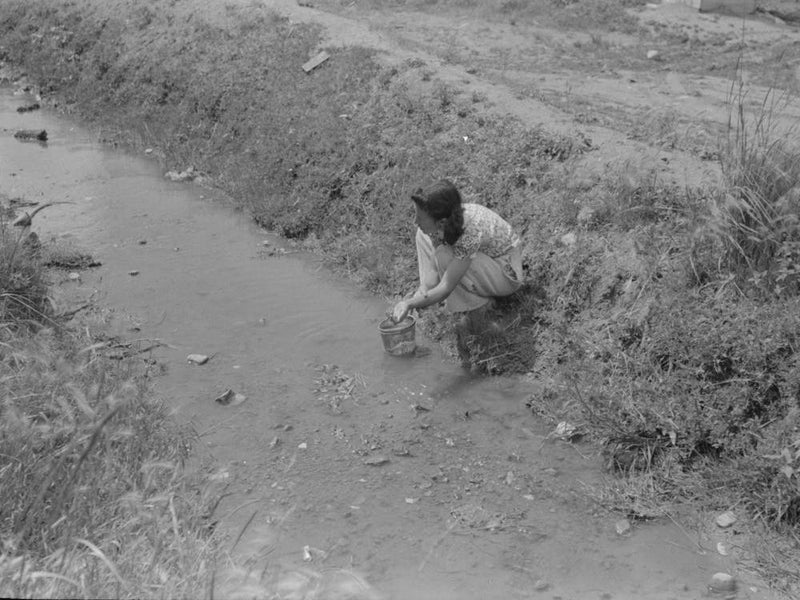 Washing In Irrigation Ditch, Chamisal, New Mexico By Russell Lee