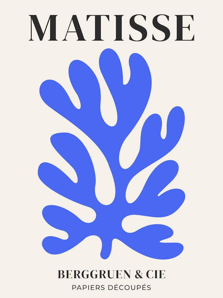 Matisse Blue Coral Reef Papier Decoupes, matisse, abstract, cut outs, french, boho, classic, pop art, retro, vintage, minimal, blue, coral reef, european, botanical
