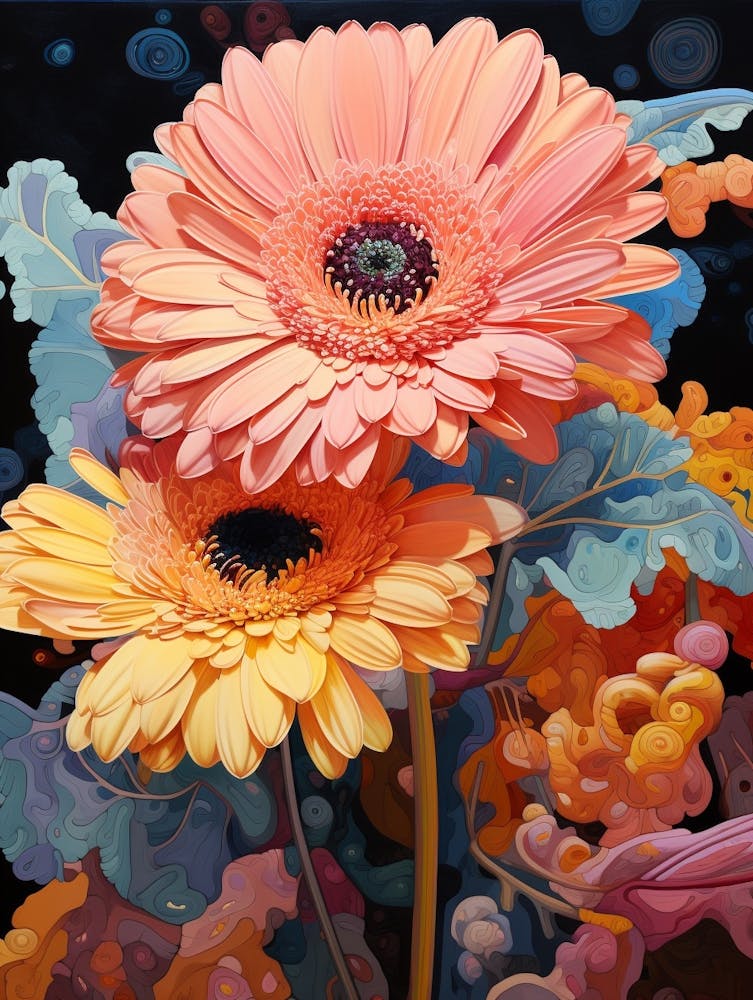 Surreal Florals Gerbera Daisy 2 Flower Painting