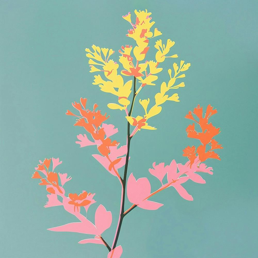 Coral Bells 1 Square Flower Illustration