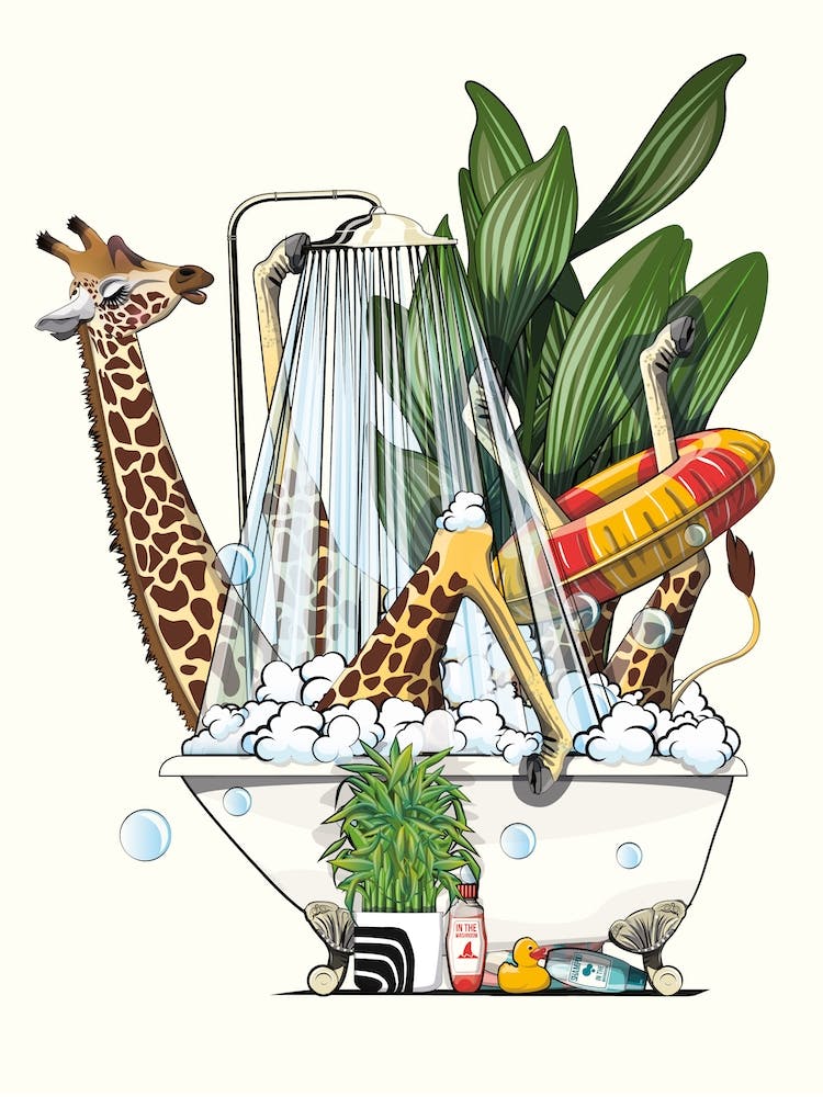 Giraffe In The Bath