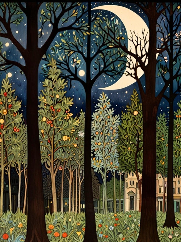 William Morris Moonlight In The Woods 123