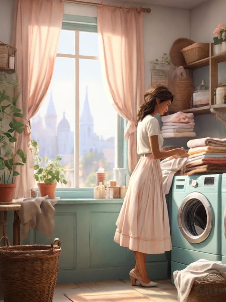 Girl In A Laundry Room