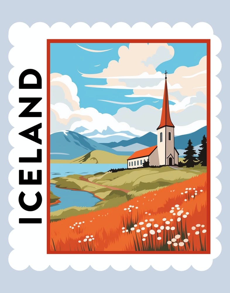 Iceland 2 Travel Stamp Poster