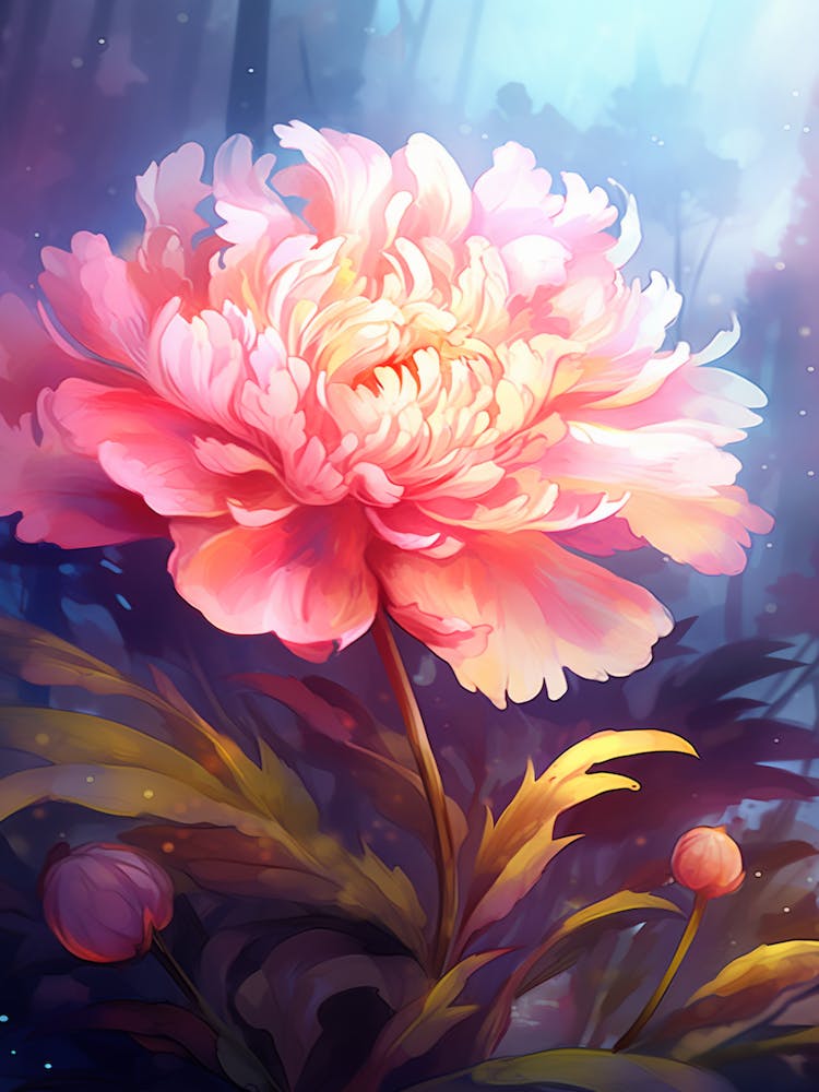 Peony With Sunset Watercolor Style (4)