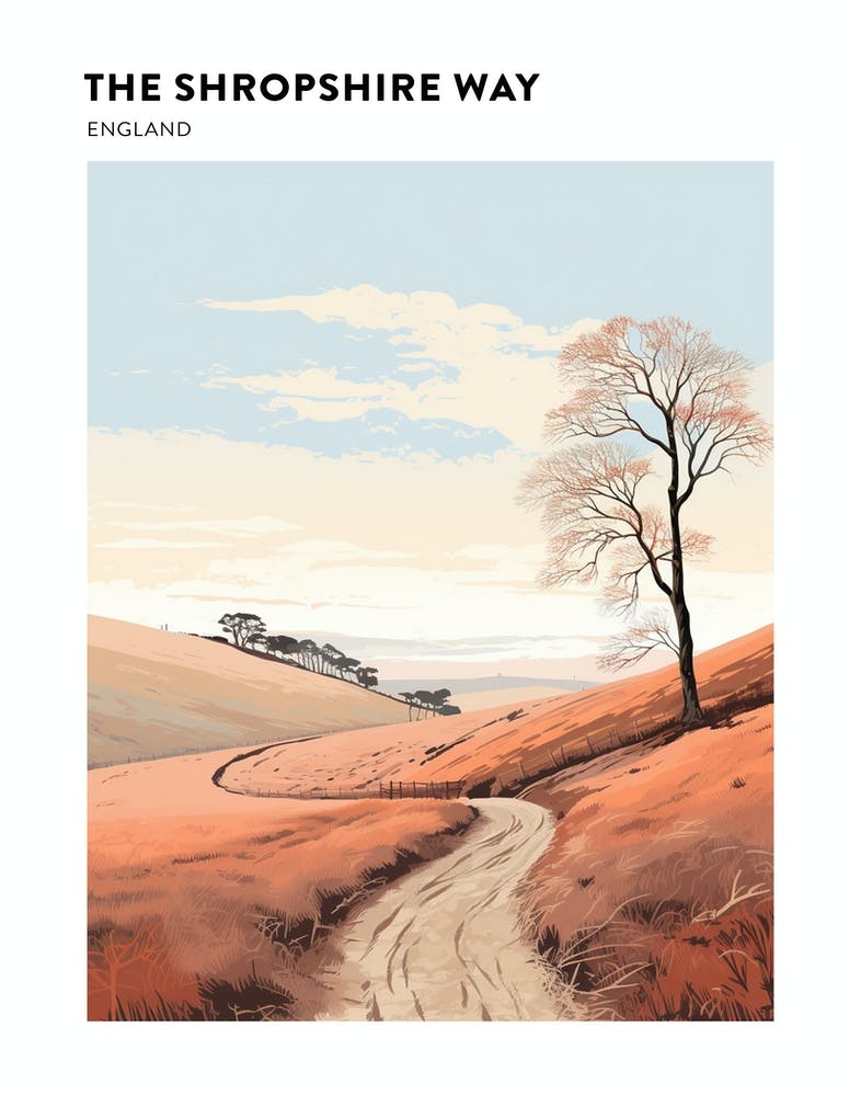 The Shropshire Way England 4 Hiking Trail Landscape Poster