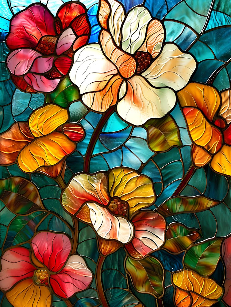 Colorful Stained Glass Flowers 13