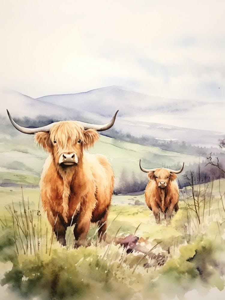 Two Curious Highland Cows 1