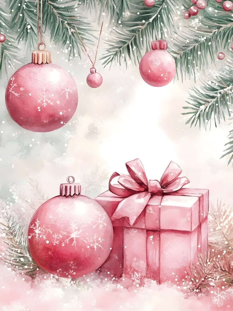 Pink Christmas Ornaments 3