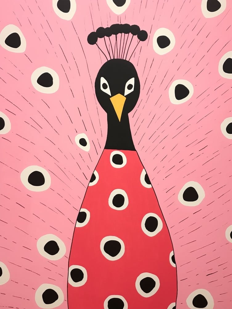 Pink Polka Dot Peacock 2