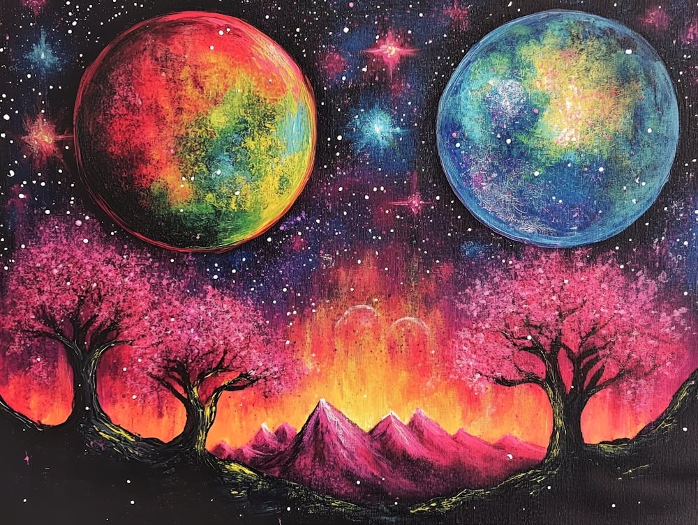 Vibrant Neon Colors Scenery