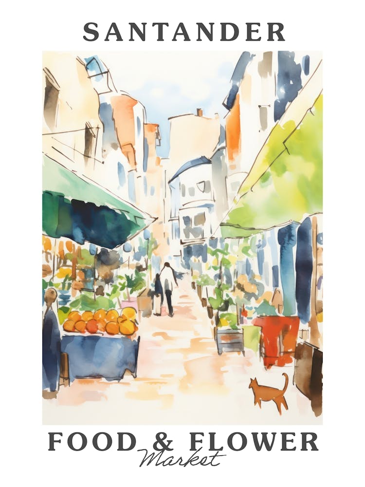 Food Market With Cats In Santander 2 Poster