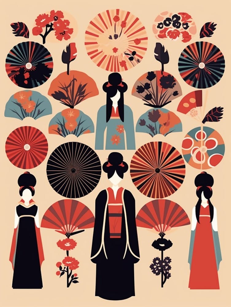 Japanese Fans Sensu Illustration 10