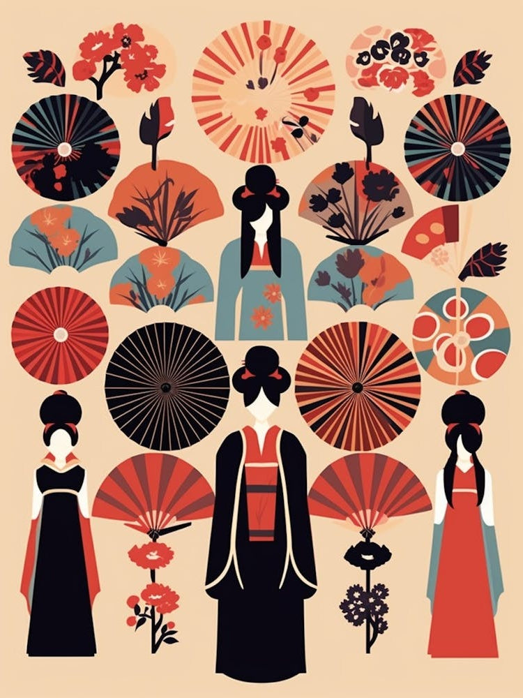 Japanese Fans Sensu Illustration 10