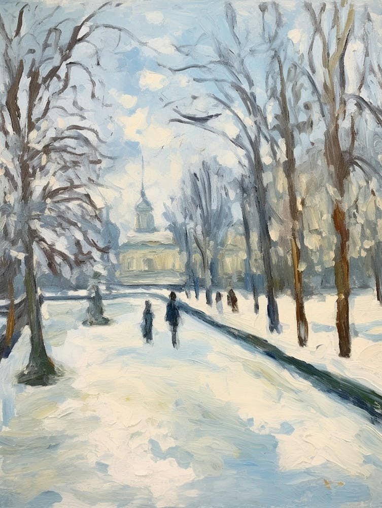 Winter City Park Painting Schnbrunn Palace Gardens Vienna 2