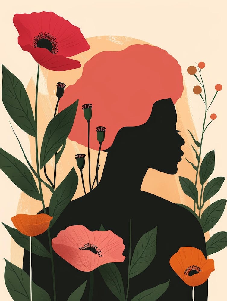 Silhouette Of A Woman With Flowers 11