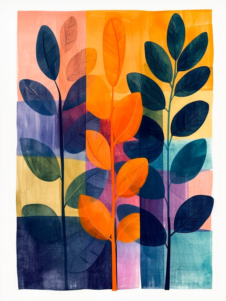 Watercolor Colorful Leaves