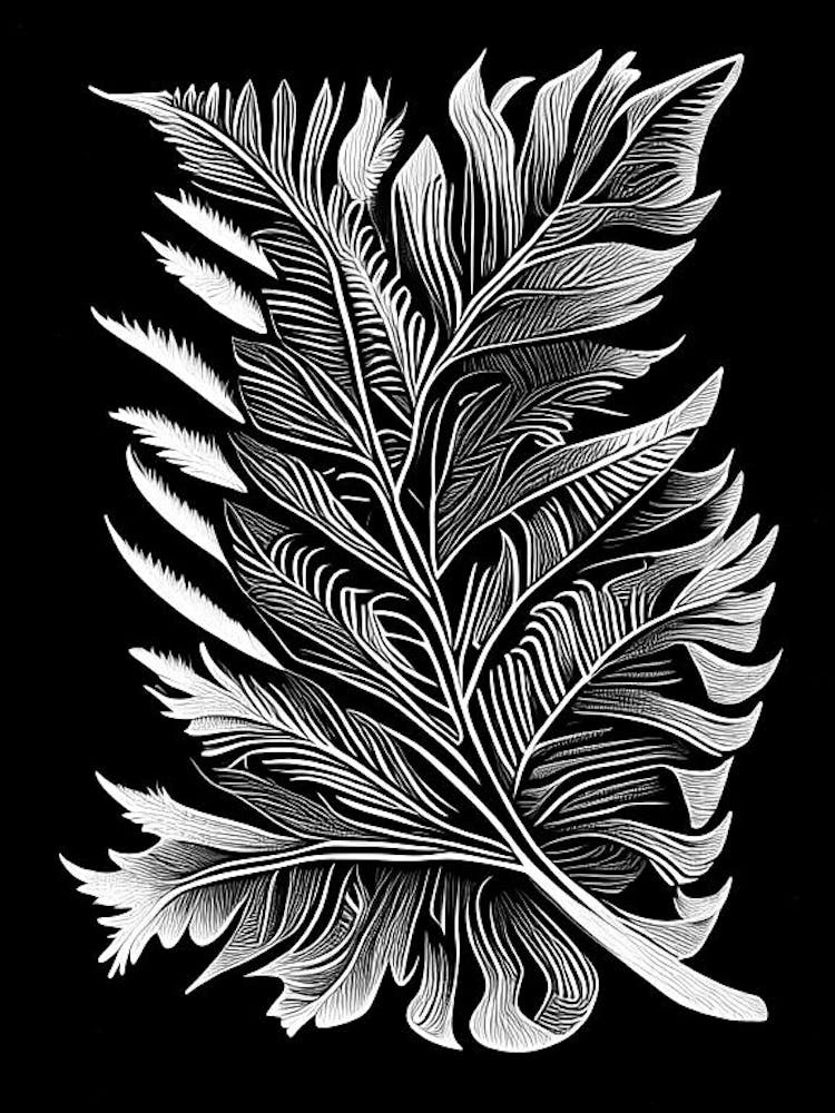 Cedar Leaf Linocut 1