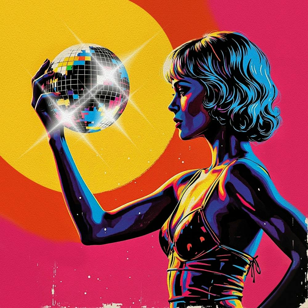 Disco Ball and Beautiful Girl, Andy Warhol Style