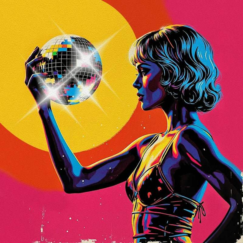 Disco Ball and Beautiful Girl, Andy Warhol Style