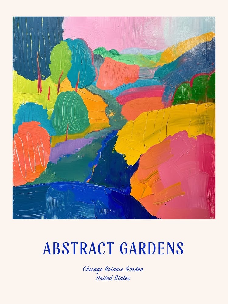 Colourful Gardens Chicago Botanic Garden Usa 4 Blue Poster