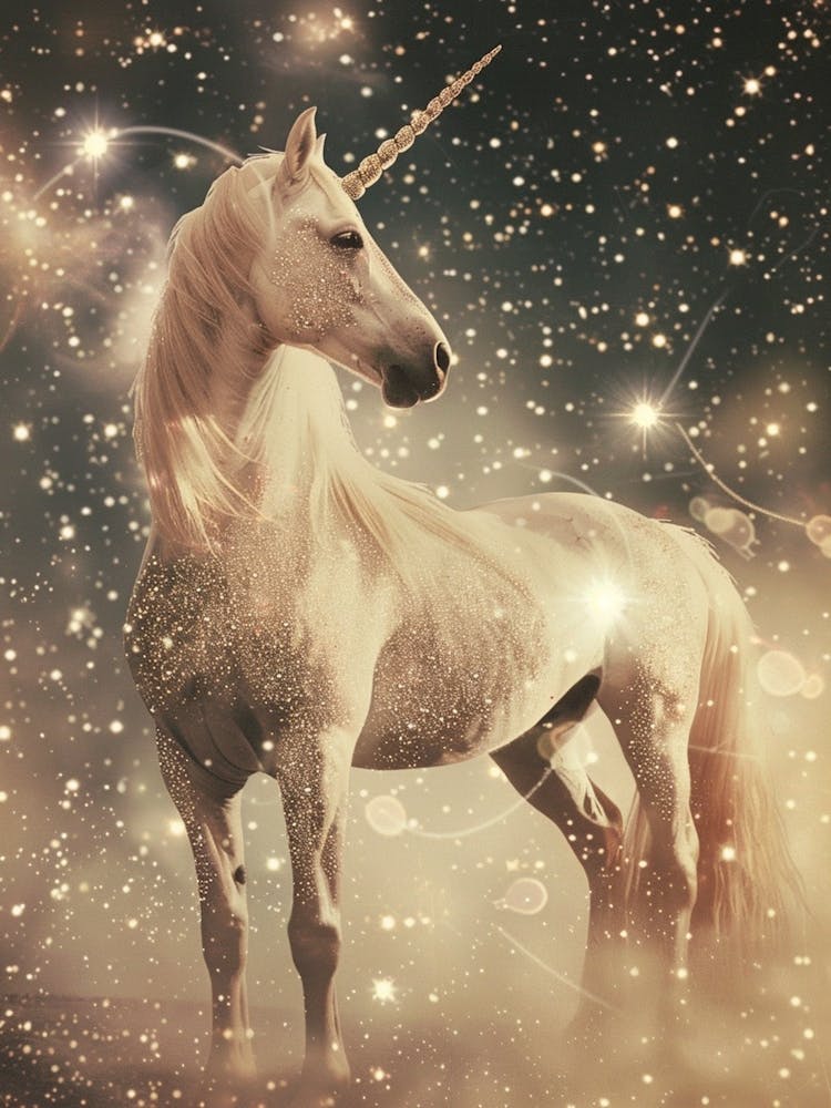 Glitter Unicorn In Space Abstract Collage 1