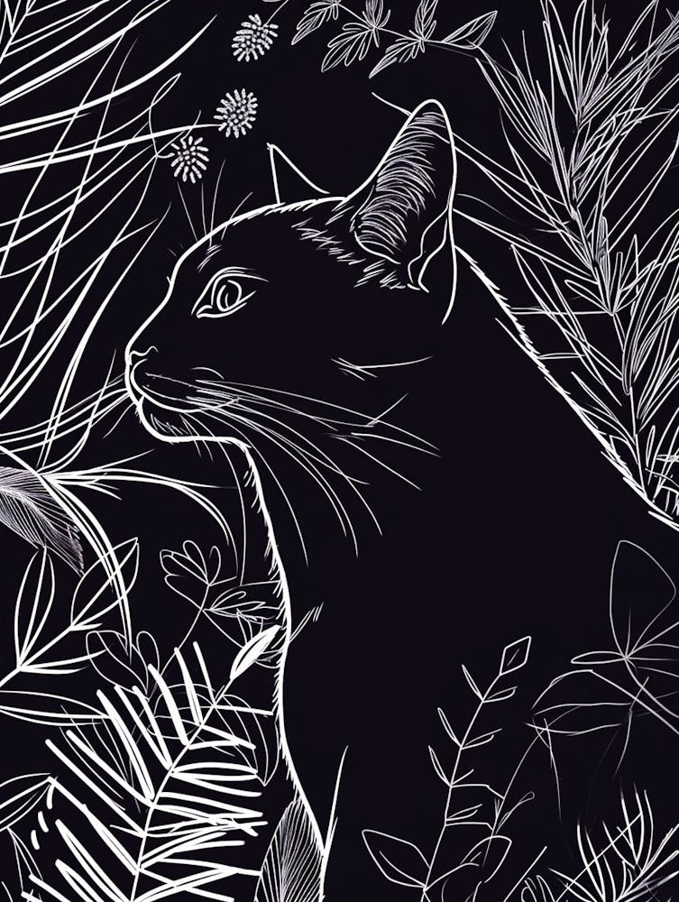 Chausie Cat Minimalist Illustration 4