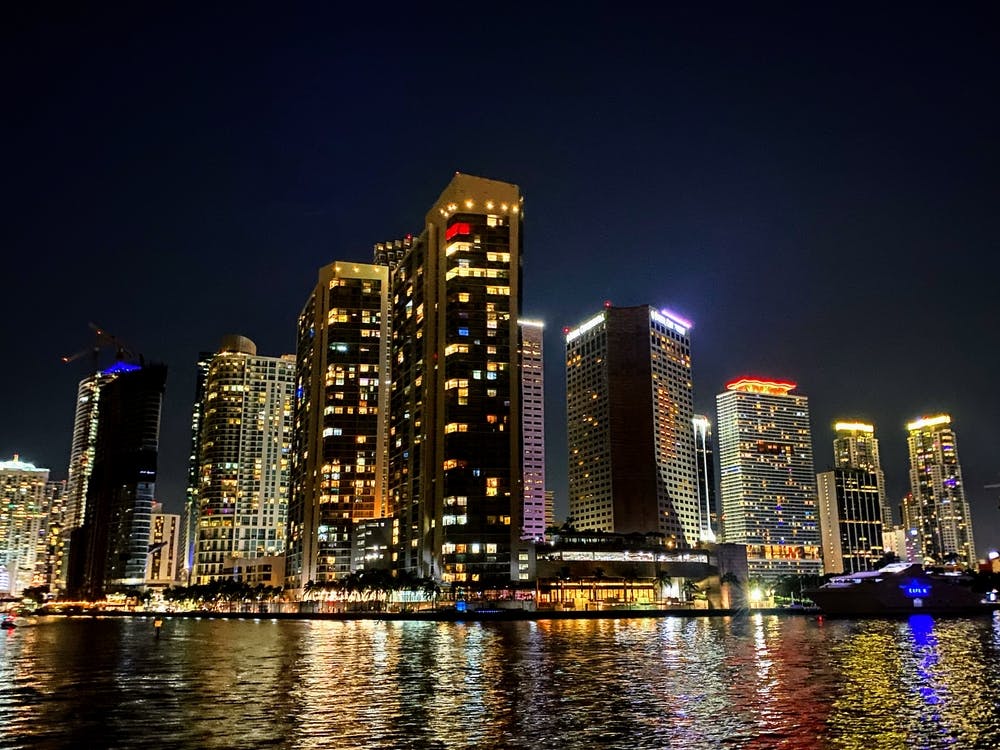 Miami Skyline At Night From The Bay (Miami at Night Series)