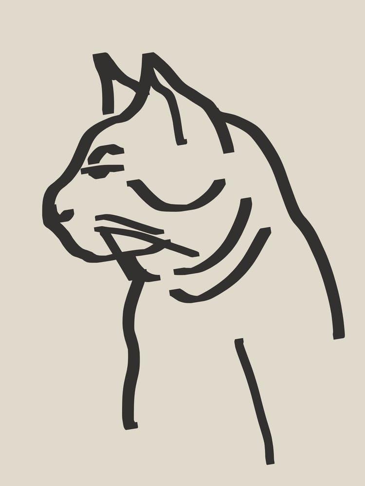 Line Art Cat Drawing