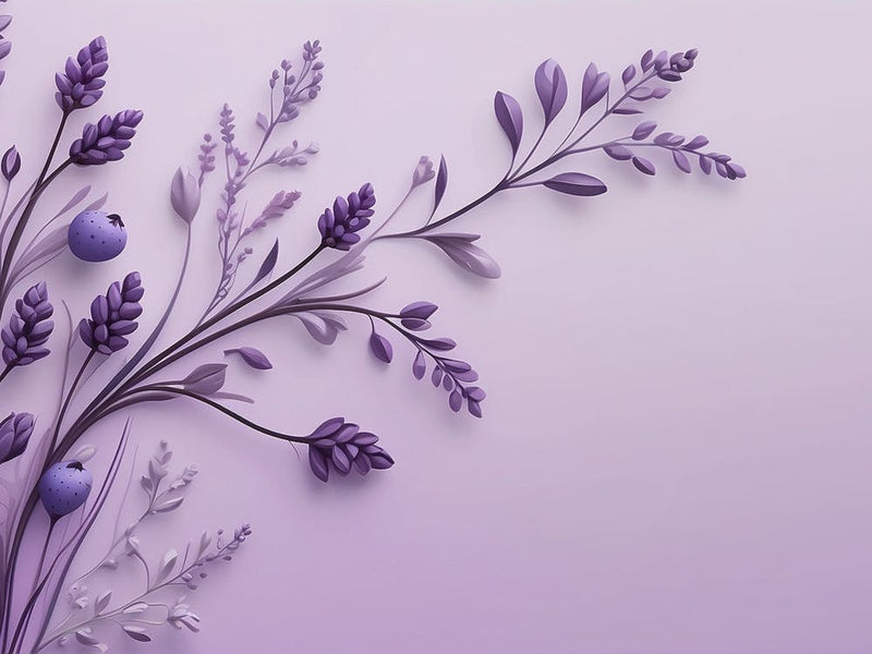 Lavender Flowers On A Purple Background