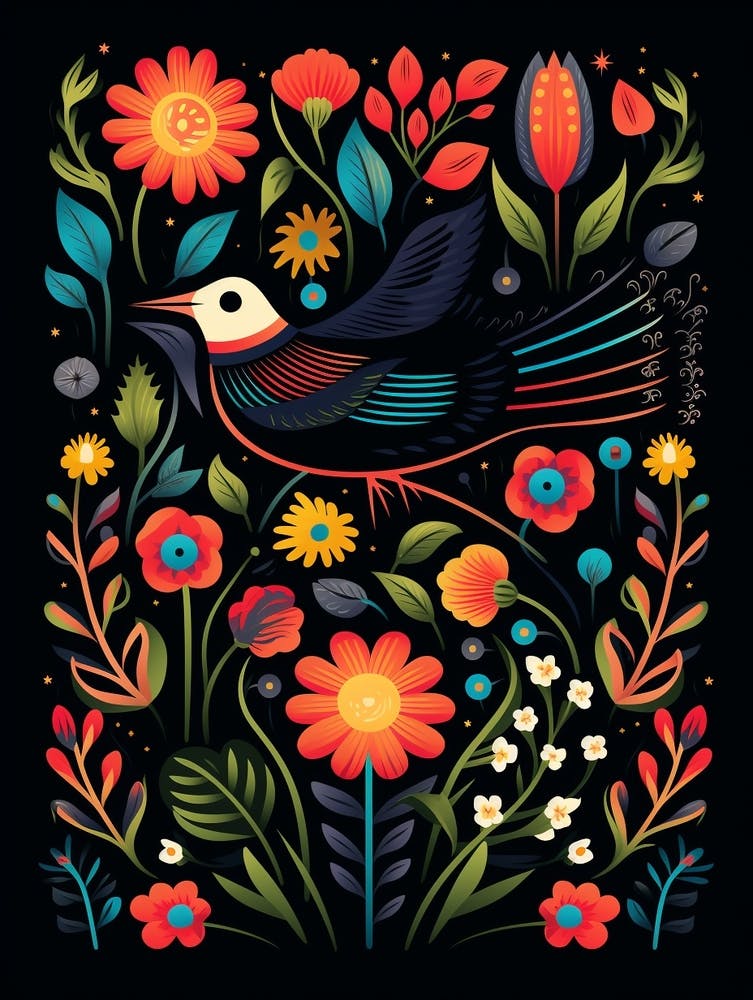 Folk Bird Illustration Chimney Swift 2