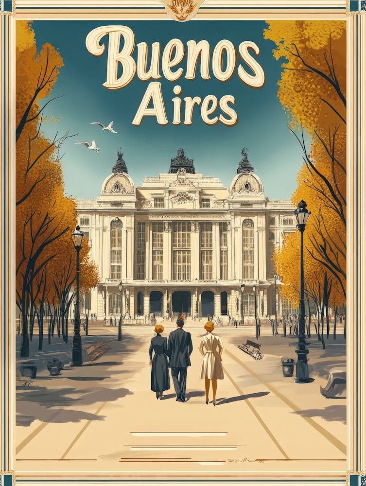 Aihrgdesign A Retro Travel Poster For Buenos Aires Featuring