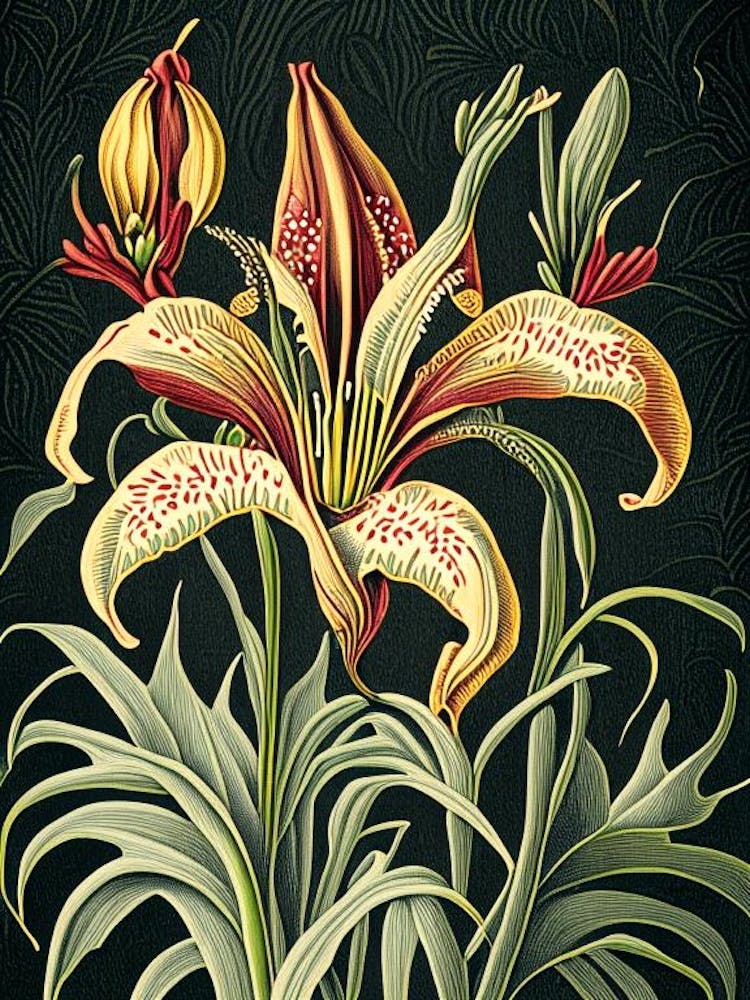 Inca Lily 3 Floral Botanical Vintage Poster Flower