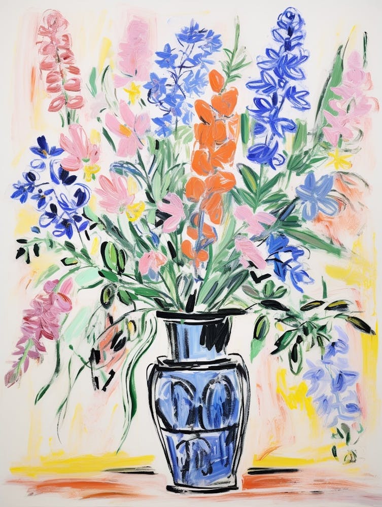 Flower Painting Fauvist Style Larkspur 2