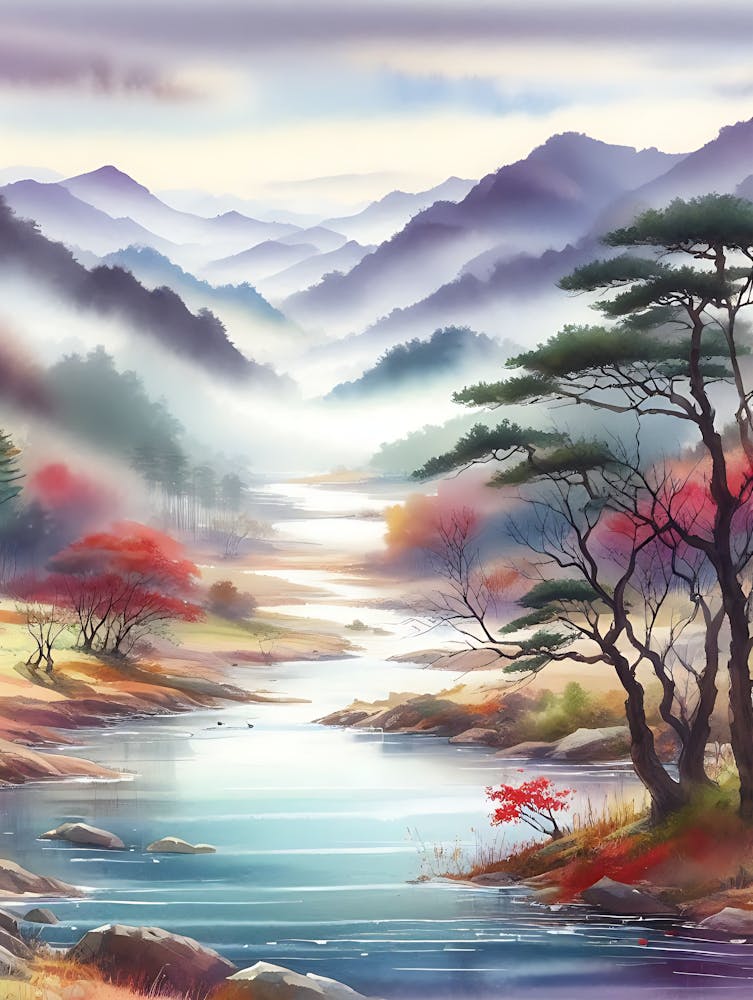 Campagne Vibrante à l'Aquarelle