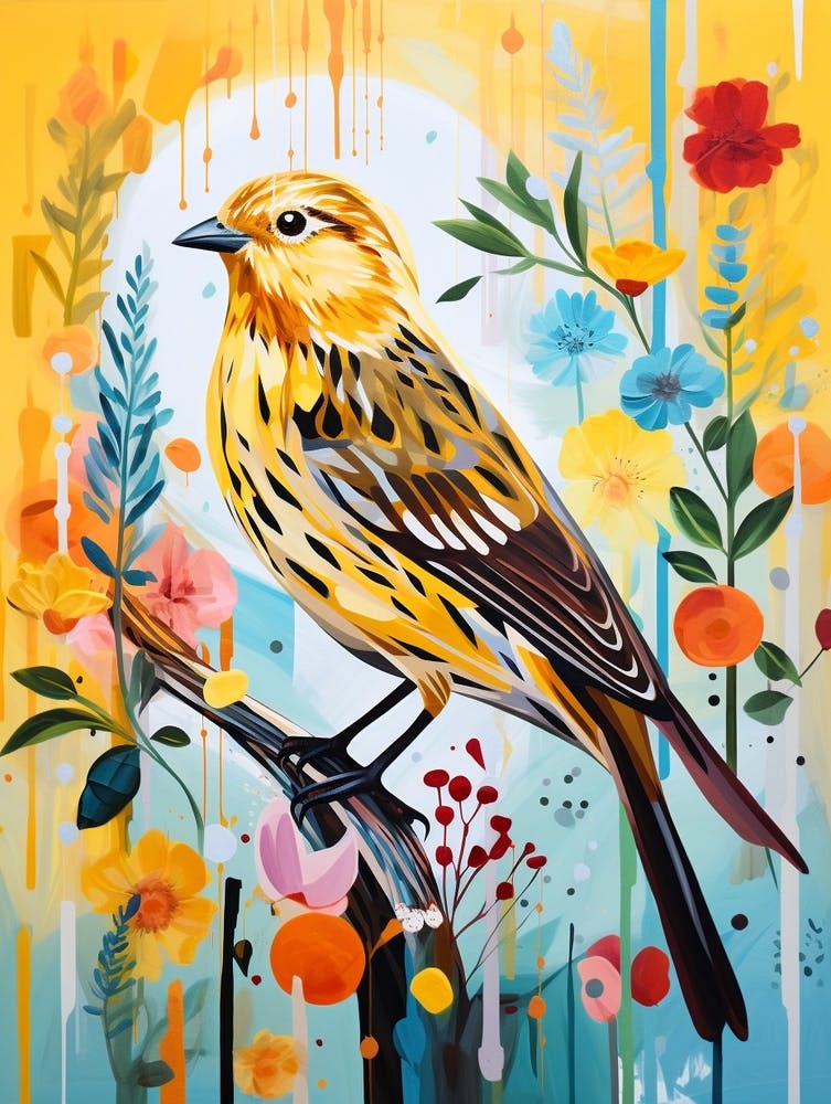 Bird Painting Collage Yellowhammer 3