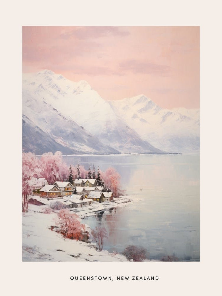 Dreamy Winter Painting Poster Queenstown New Zealand 3