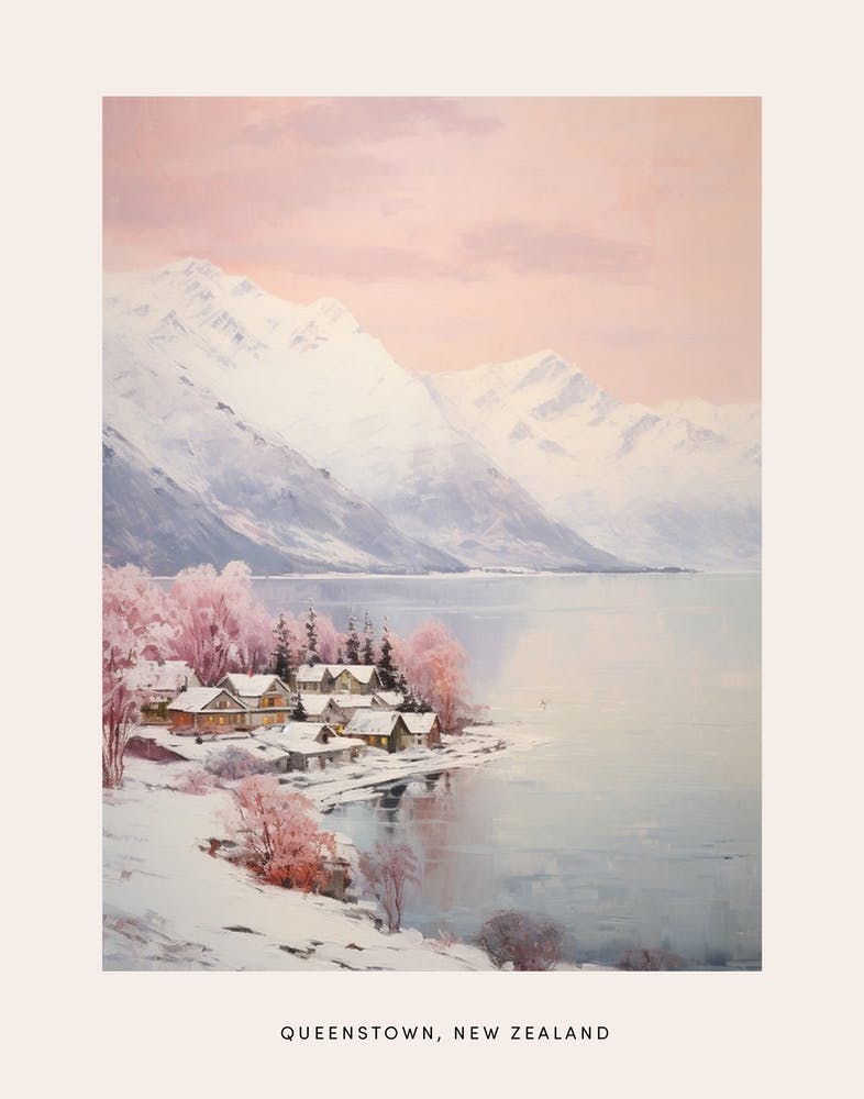 Dreamy Winter Painting Poster Queenstown New Zealand 3