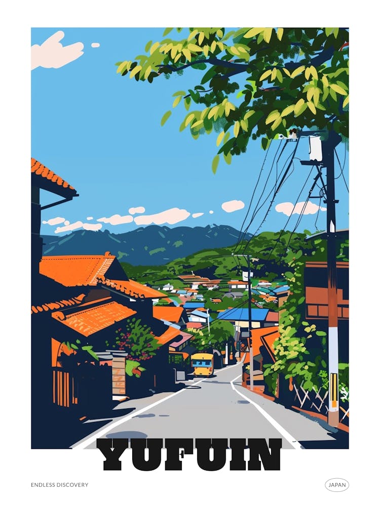 Yufuin Japan Colourful Travel Poster