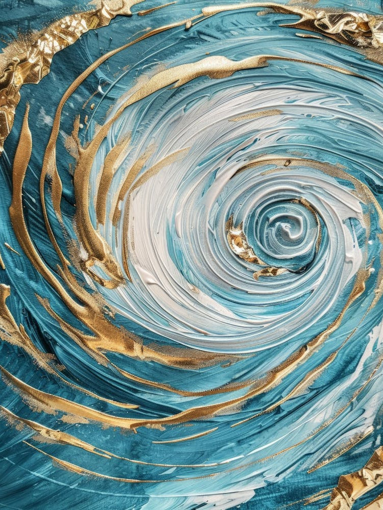 Blue Gold Swirl Painting