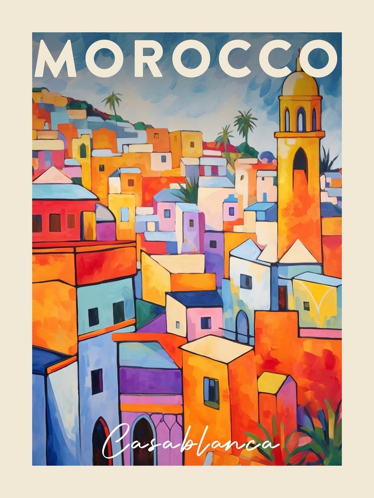 Casablanca Morocco 2 Fauvist Painting  Travel Poster